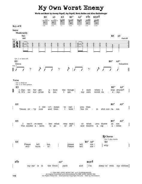 My Own Worst Enemy Chords by Lit .